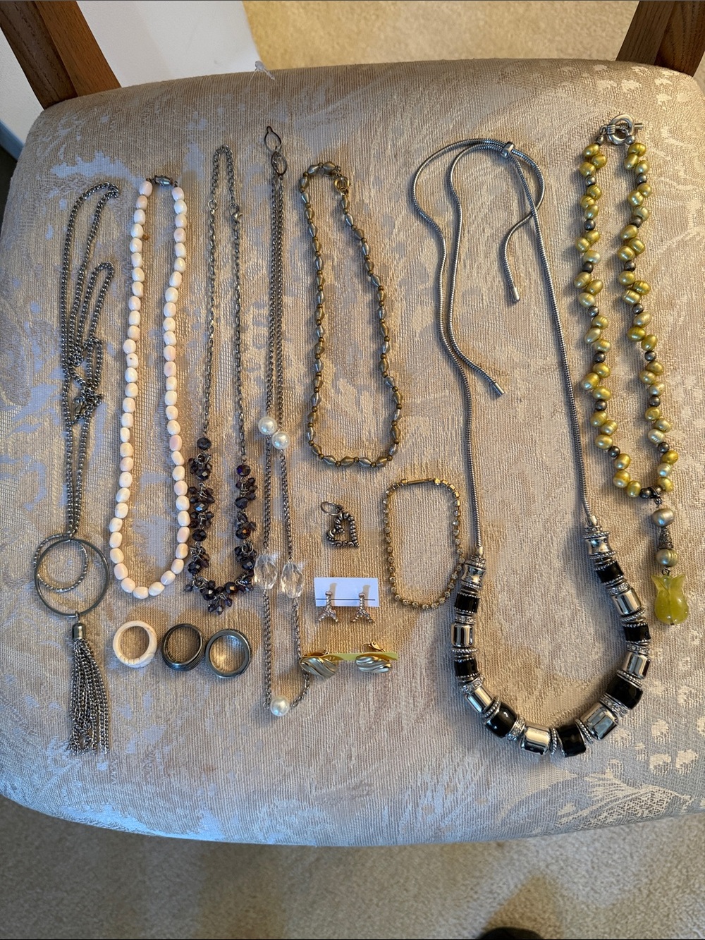 Assorted Women's Jewelry Collection - Black, White, Gold, and Silver